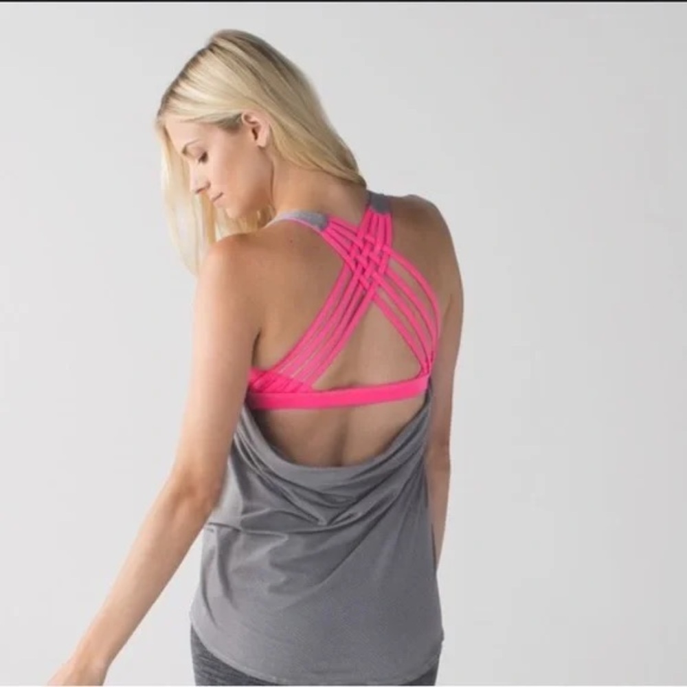 Lululemon Free To Be Wild Athletic Yoga Workout Tank Top Strappy Open Back pink
